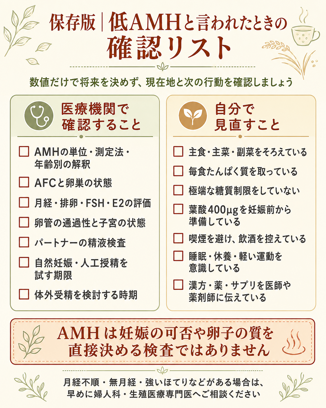 低AMHと言われたときの確認リスト